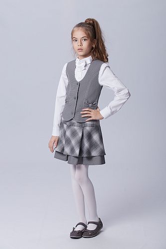 Жилет БН светло-серый: классический жилет для девочек
